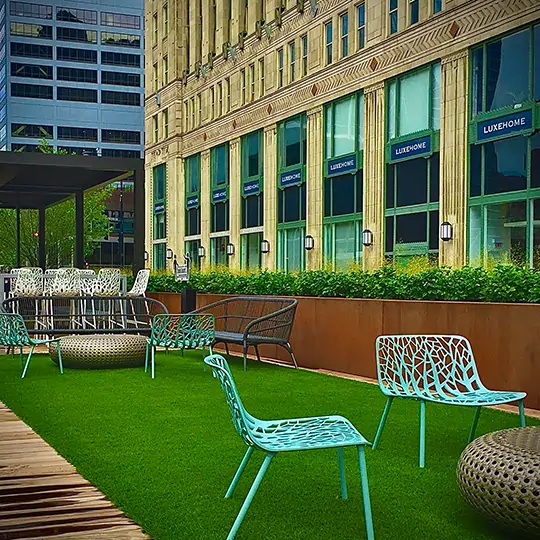 Commercial artificial grass patio installed by SYNLawn