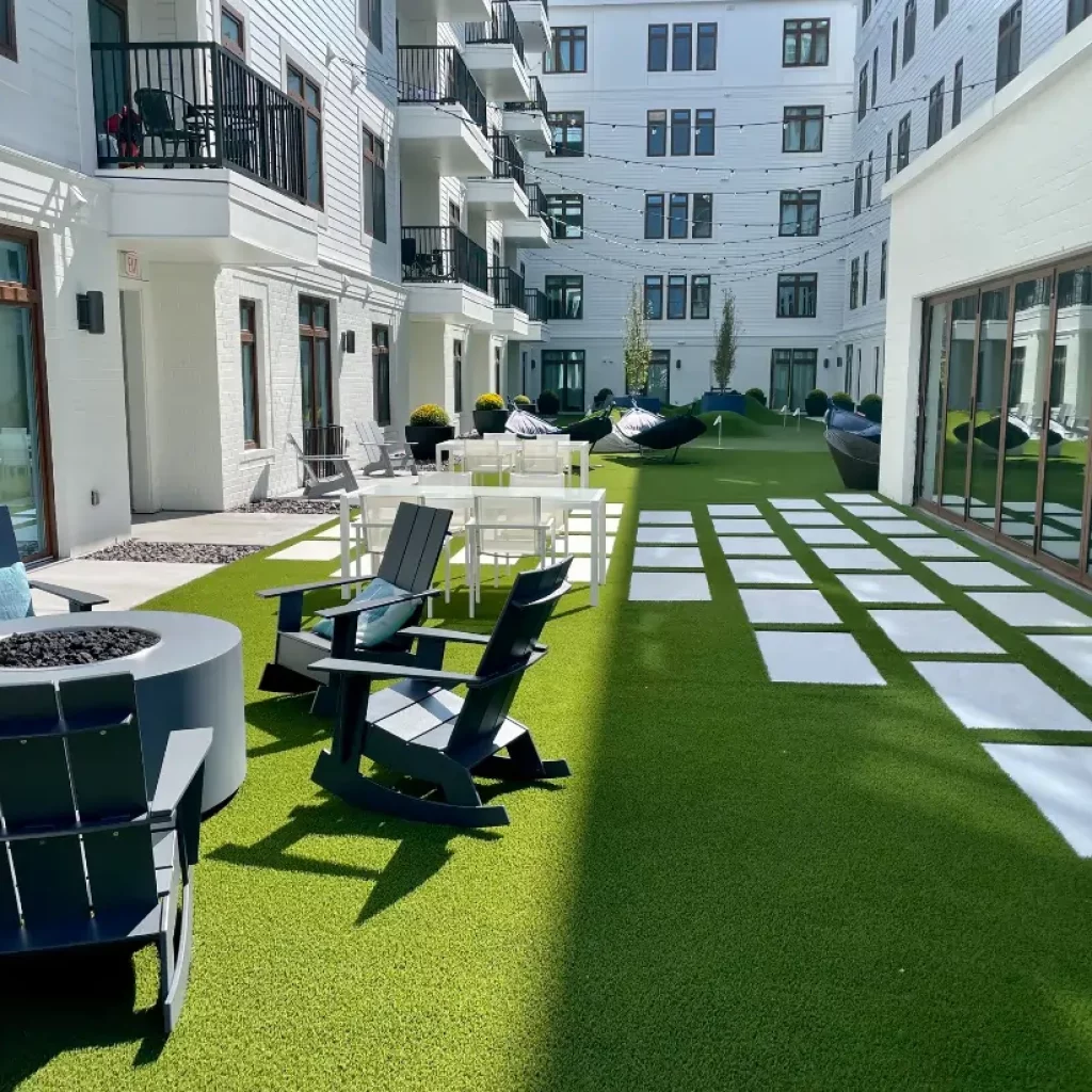 Artificial grass apartment lawn installed by SYNLawn