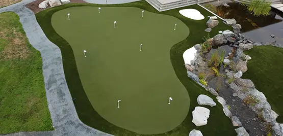 Putting green drone shot from SYNLawn