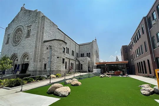 Church artificial grass courtyard from SYNLawn